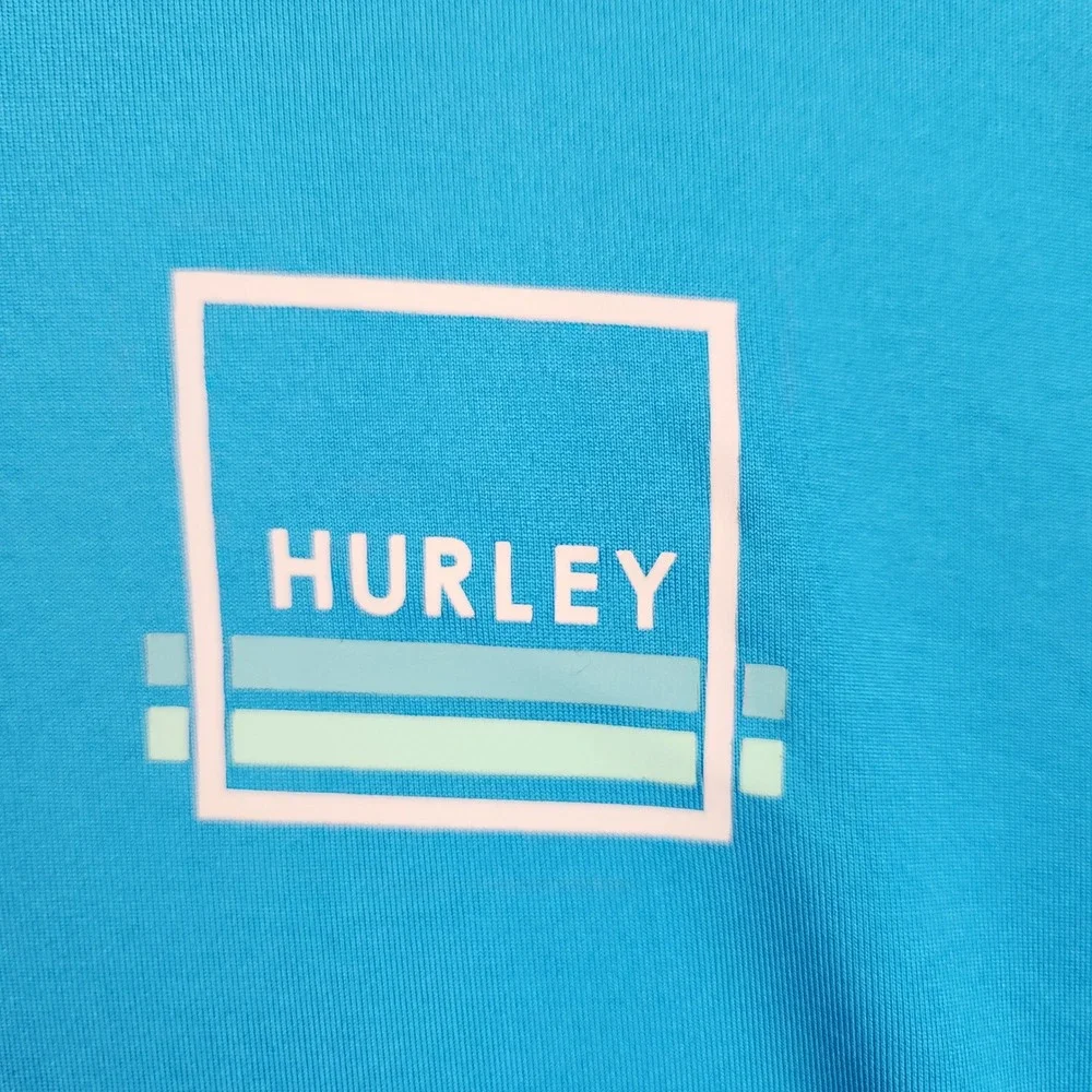 Hurley Long Sleeve Shirt Mens Medium Blue Stretch Graphic Performance Tee